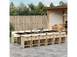 Juego de comedor de jardín de 13 piezas con cojines, mimbre sintético beige, DKD Home Decor