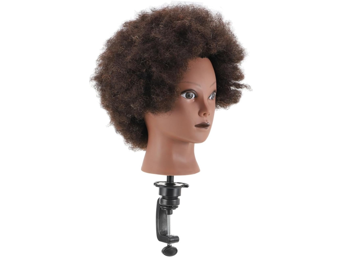 Cabeza De Mannequin Africaine À Coiffer Taille Moyenne Cheveux Humains Para Entraînement Coiffure S...