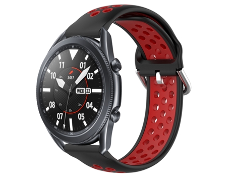Correa de reloj inteligente para Samsung Galaxy Watch3 45 mm 22 mm Correa de reloj deportivo transpirable perforada de silicona (negro + rojo)