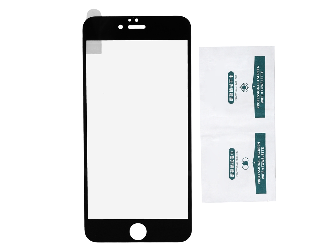 Película De Vidrio Templado Hd Anti-huellas Dactilares De Cobertura Total Para Iphone 6 Plus Negro
