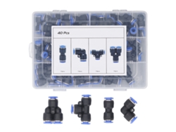 Kit De 40 Racores Neumáticos De Conexión Rápida De 6 Mm De Diámetro Exterior: Divisores, Codos, Tes Y Racores Rectos.