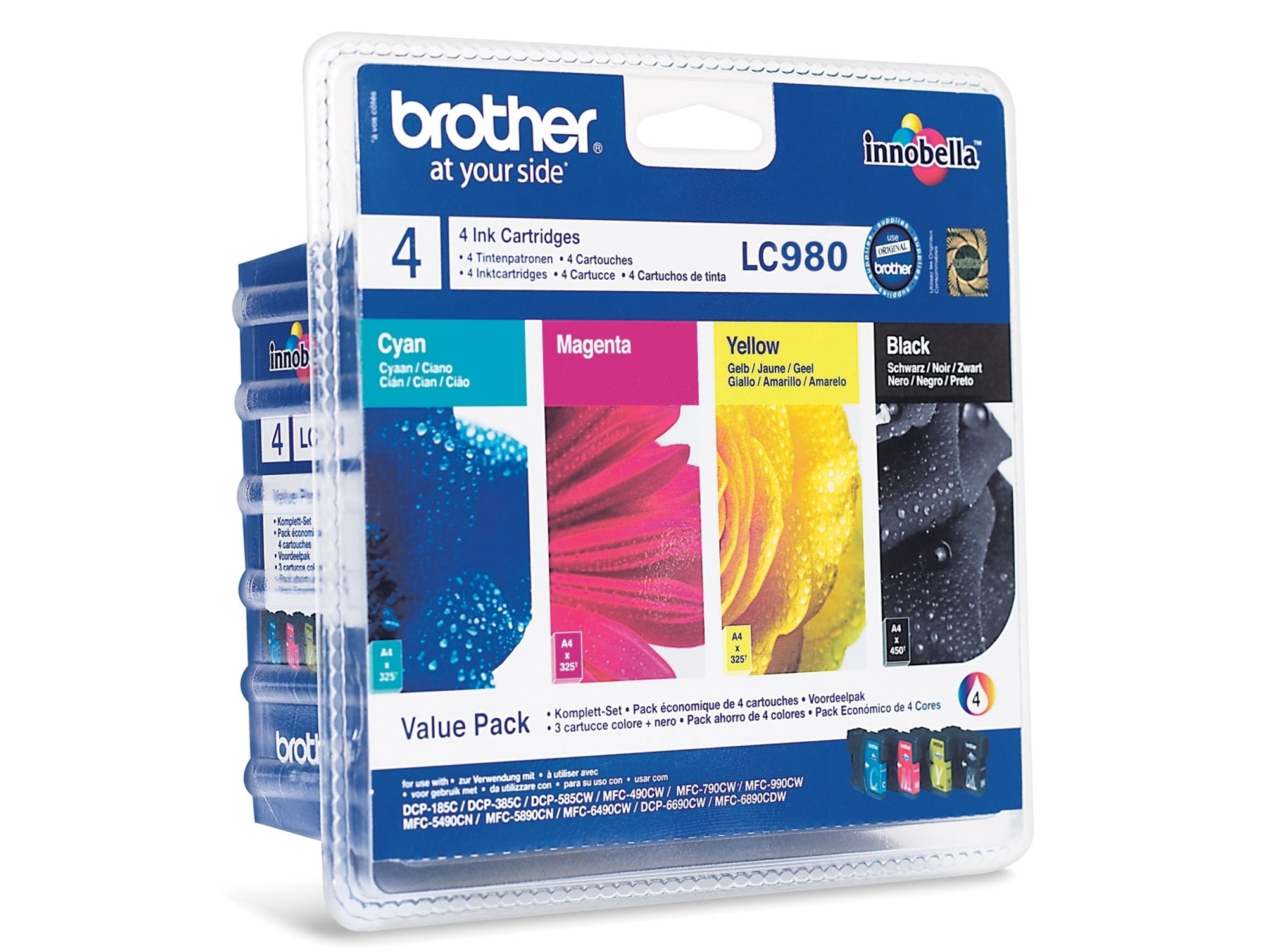 Pack 4 cartuchos de tinta Original BROTHER LC980VALBP negro, cian, magenta y amarillo 300 páginas negro/300 color