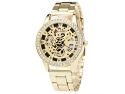 Reloj De Pulsera Con Piedras Strass Decoración Numerales Romanos Huecos Correa De Acero