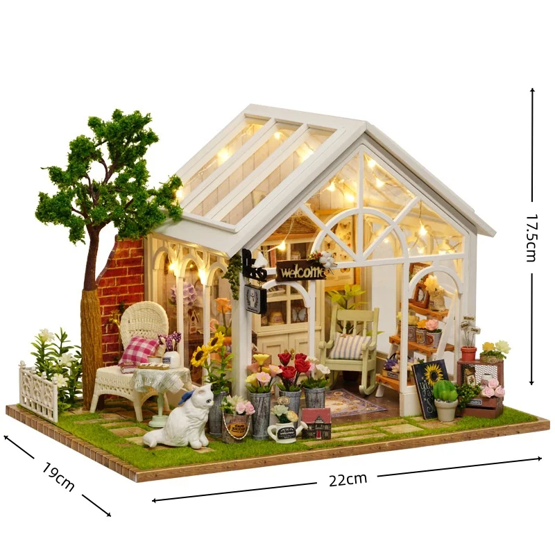 Casa Miniatura "invernadero Del Sol" Para Armar: Set De Casa De Jardín De Madera Con Rompecabezas 3d.