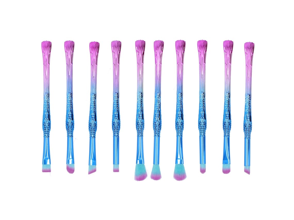 10pcs Set De Brochas De Maquillaje Suaves Portátiles Para Sombra De Ojos Y Polvo Suelto