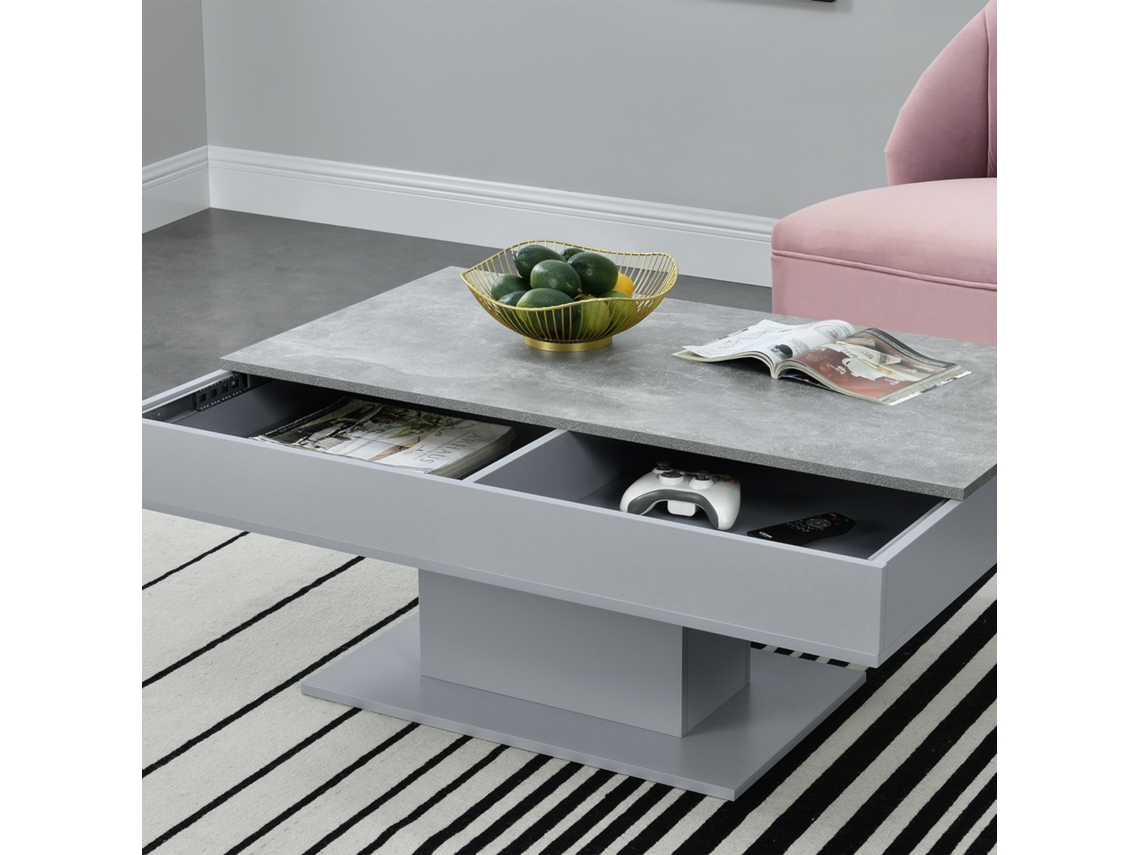 Mesa de Centro [EN.CASA] Lünen  (Gris - Tablero Con Revestimiento De Melamina - 40 x 110 x 60 cm)