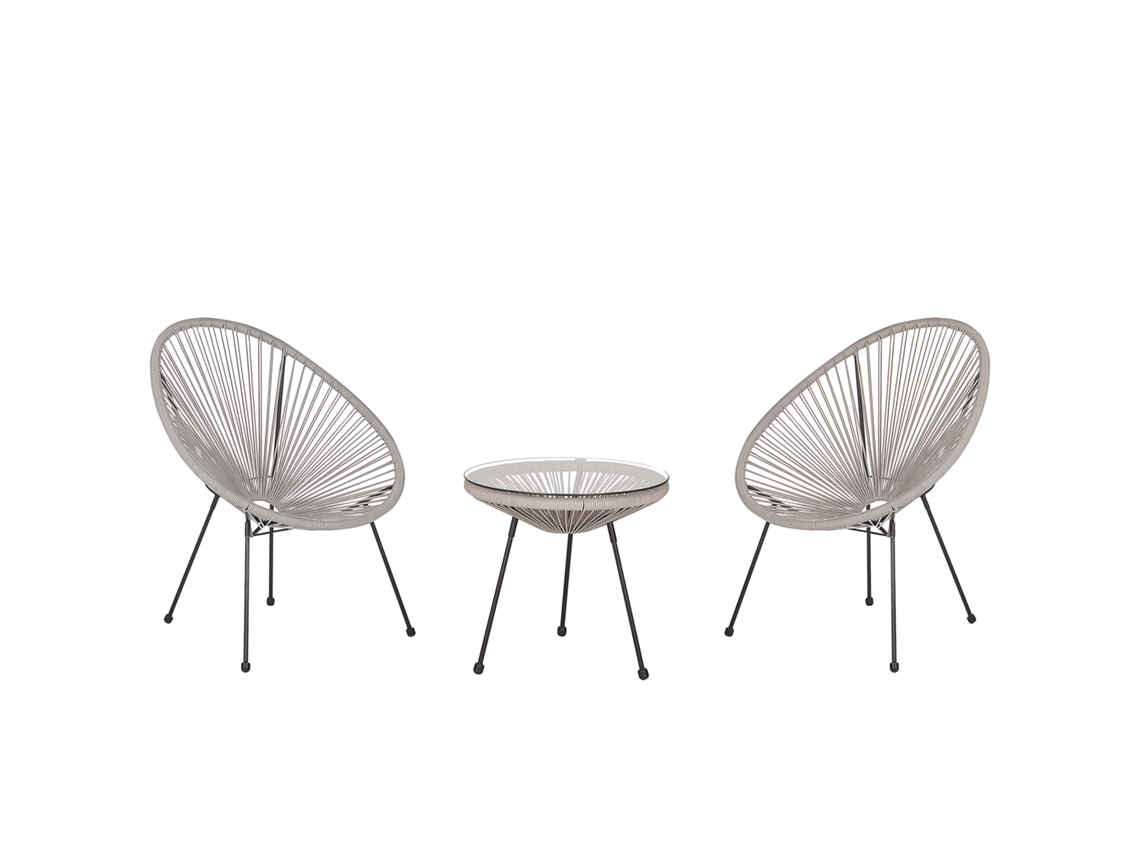 Conjunto de balcón BELIANI Acapulco ii de Ratán sintético Gris 70x90x87