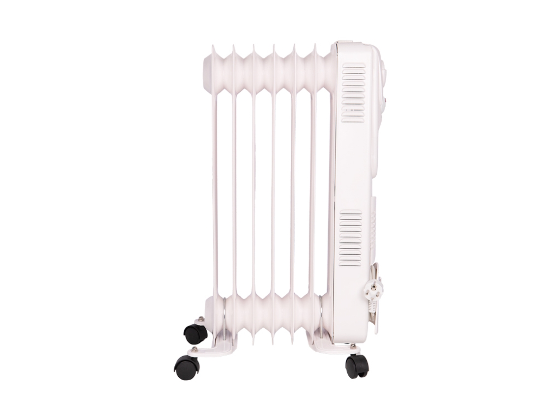 Radiador de aceite Cofan de 1500 W, 7 elementos, 3 niveles de potencia, termostato, ventilador y protección antivuelco.