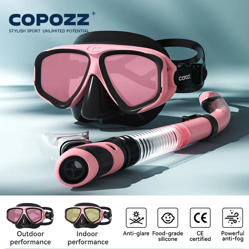 (rosa) Máscara De Buceo Profesional, Antivaho, Con Placa Frontal De Cristal Templado, Unisex.