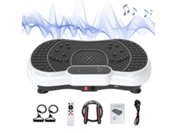 Plataformas vibratorias con 99 niveles de intensidad y 5 preprogramas. Racingreat con cuerdas de tensión y cuerdas de saltar para un entrenamiento de cuerpo completo. Color blanco.