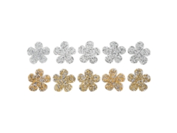 10 Parches De Diamantes De Imitación Con Forma De Flor En Amarillo Y Plateado Para Bordado De Sombreros Diy.