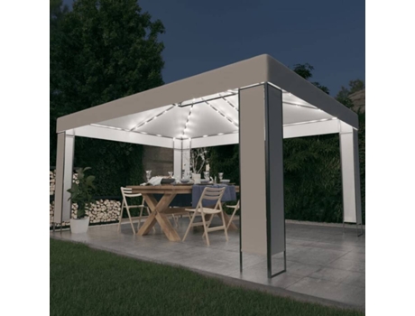 vidaXL Cenador con tira de luces LED blanco 3x4 m