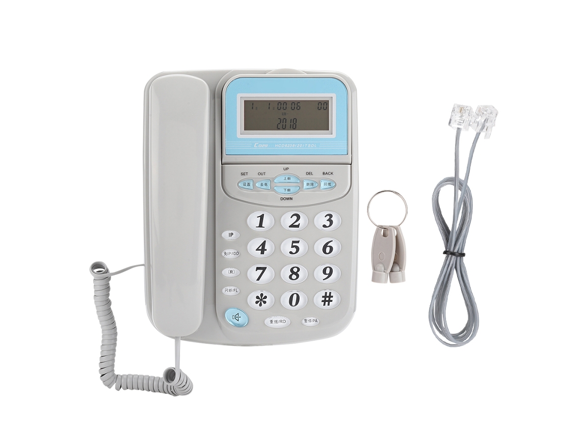 Teléfono fijo con identificador de llamadas y pantalla ajustable
