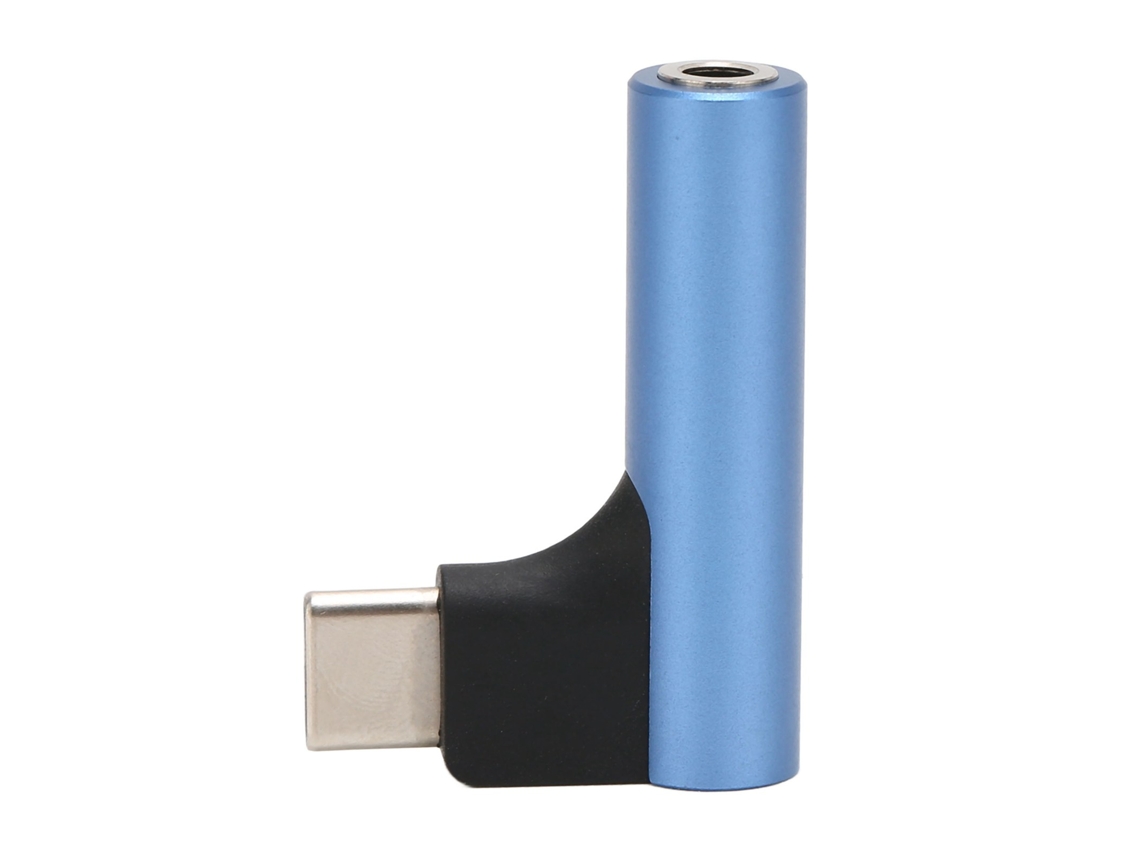 Adaptador Usb-c A Conector De Auriculares De 3,5 Mm Con Dac, Micrófono Estéreo Hifi, Ángulo Recto, Azul