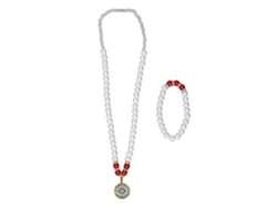 Elegante Conjunto De Collar Y Pulsera Elásticos De Perlas Blancas - Regalo De Joyería