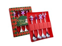 Juego de utensilios navideños, cuchara de acero inoxidable RNEMITERY
