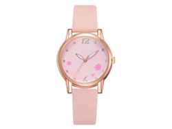 Reloj De Pulsera Rosa De Moda Para Mujer Con Esfera Redonda Y Movimiento De Cuarzo Analógico.