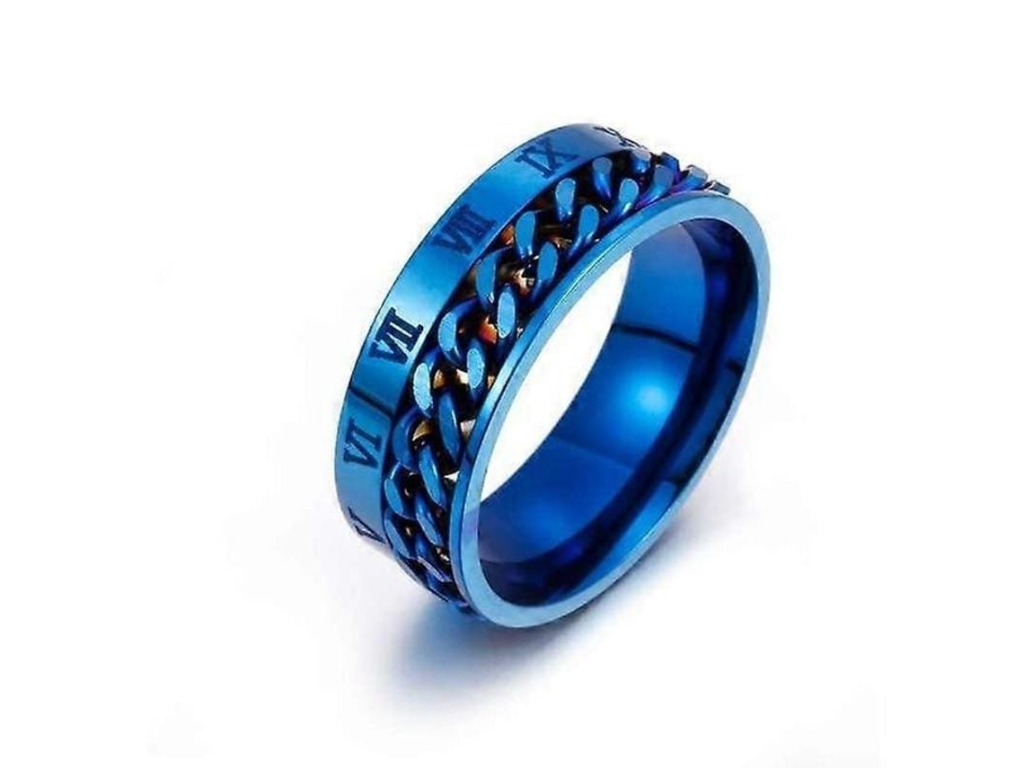 Anillo Giratorio De Acero Inoxidable Con Cadena Digital, Diseño Clásico Roma, Regalo Para Hombre.