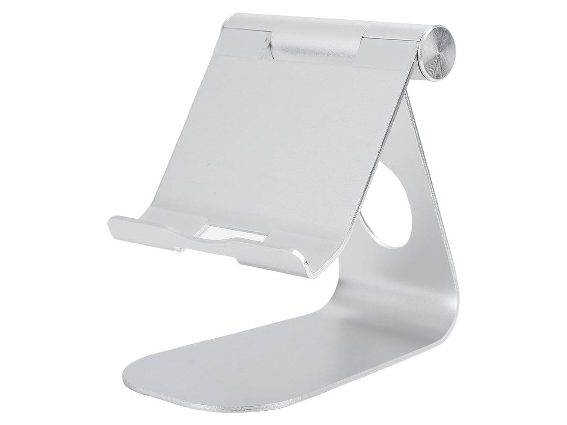 Soporte De Escritorio Ajustable De Aleación De Aluminio Para Teléfonos Y Tabletas, Soporte Universal Plateado