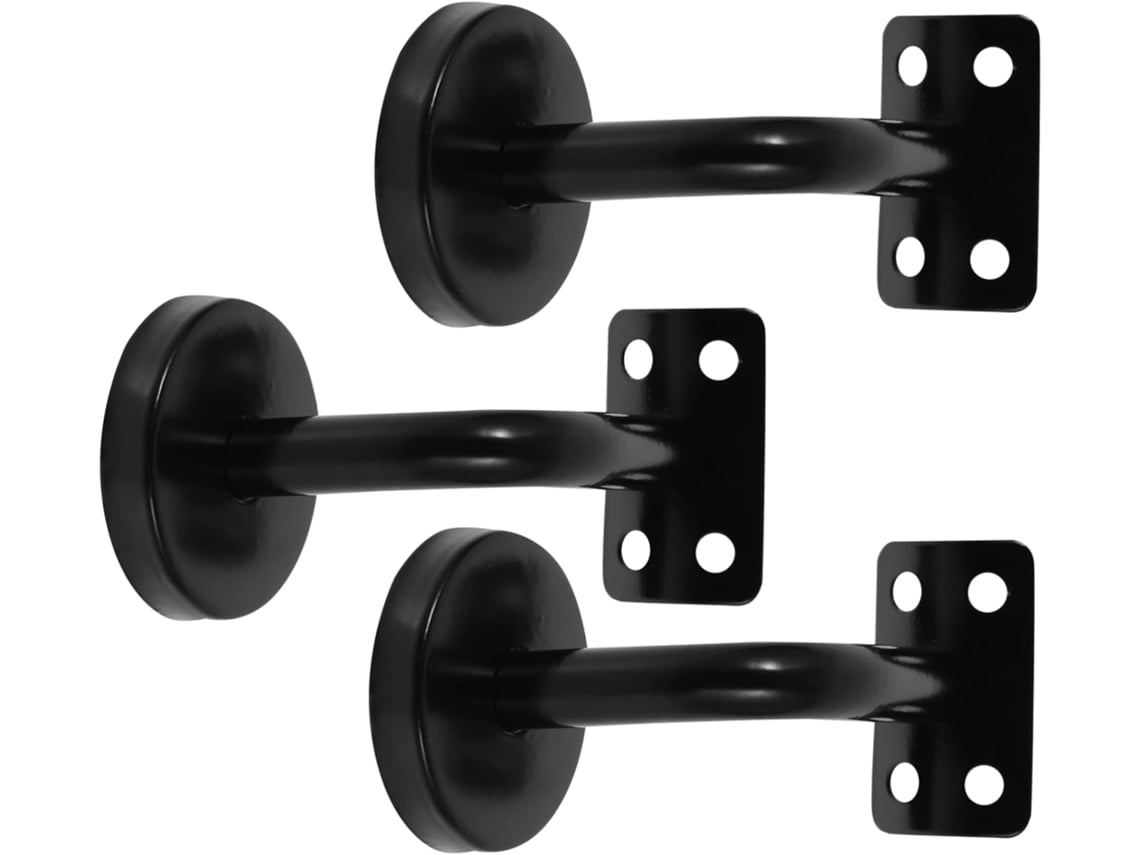 Soportes De Pared De Acero Inoxidable Para Barandilla De Escalera, 3 Piezas, Pintados En Negro, Aptos Para Baños.