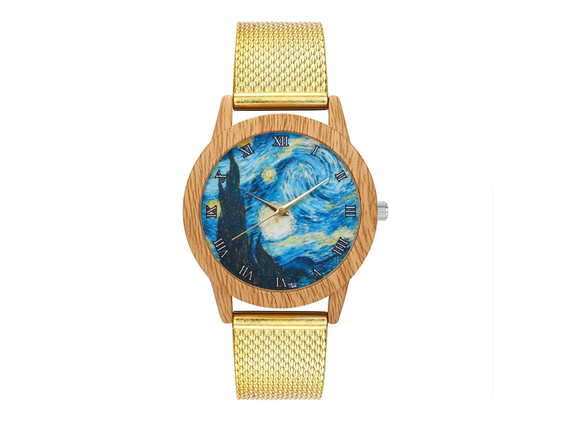 Reloj De Pulsera Unisex De Moda Con Correa De Malla, Cuarzo Zhoulianfa T52-f, Dorado