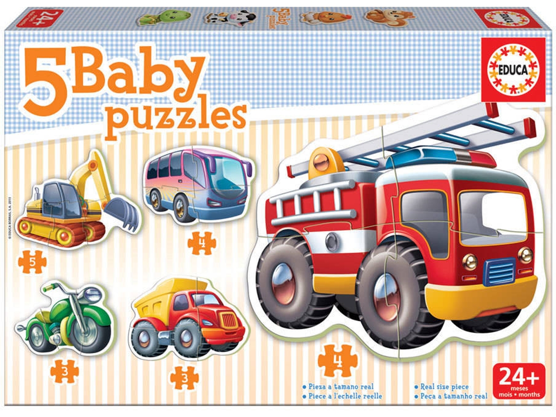 Puzzle EDUCA 5 Baby Puzzles Vehículos (Edad Mínima: 2 Años - 3-5 Piezas)