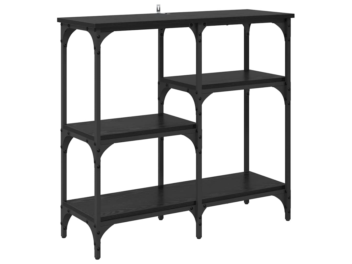 Mesa consola | Aparador de roble negro de 80 x 29 x 75 cm, madera tratada.