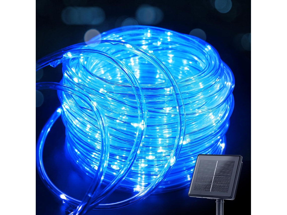 Guirnalda de luces LED, guirnalda de luces solares, impermeable, 7 m, 50 luces, 8 modos, luces de hadas (azul) Specgence