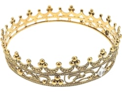 Coroa De Rei Em Liga De Ouro Antigo Com Strass Brancos, Tiara Redonda Para Mulheres E
