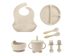 Set De Alimentación Para Bebés De Silicona De 8 Piezas | Artículos Para Que Tu Bebé Aprenda A Alimentarse Solo (blanco Roto)