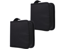 Juego De 2 Estuches Para Cd De Tela Oxford Negra, Con Capacidad Para 40 Discos, Bolsa De Almacenamiento Para Cd/dvd.