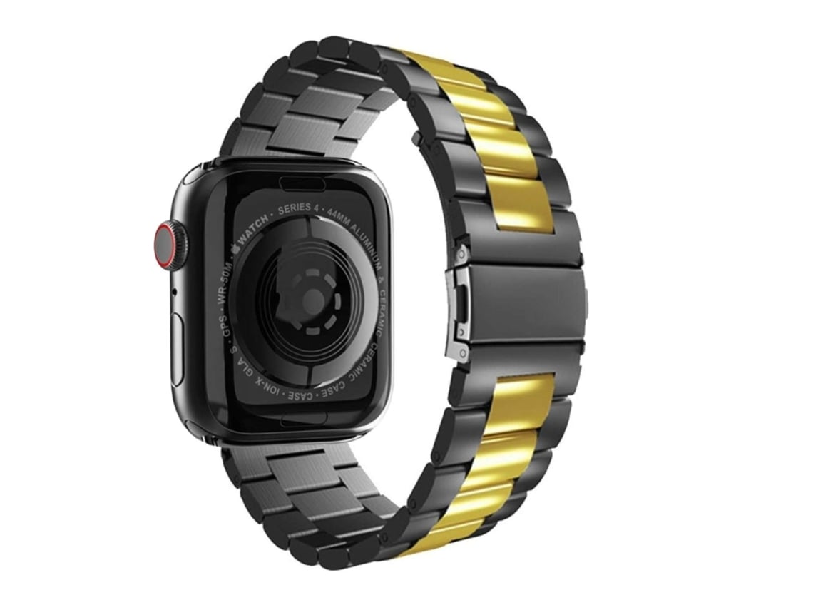 Correa Acero Inoxidável Adaptable Negro y Dorado para Apple Watch