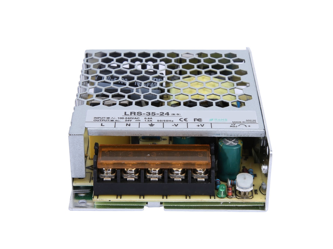 Fuente de alimentación conmutada LRS 35 24 de CA 85-264 V a CC 24 V 35 W con salida única, regulador y controlador.