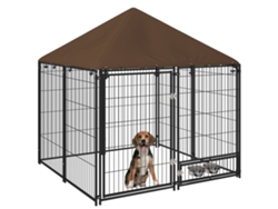 Caseta Para Perros Con Toldo Y Comederos - Negra