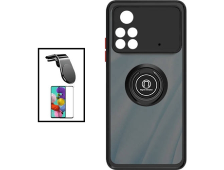 Kit Carcasa Anti Choque Camera Protection + Protector de Pantalla 5D Full Cover + Soporte Magnético L Safe Driving Coche para Xiaomi Poco X4 Pro 5G...