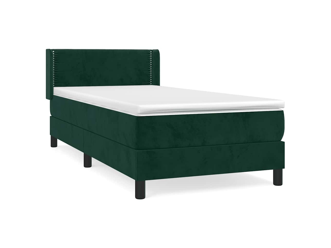 Maison Exclusive - Cama Box Spring Con Colchón Terciopelo Verde Oscuro 80x200 Cm