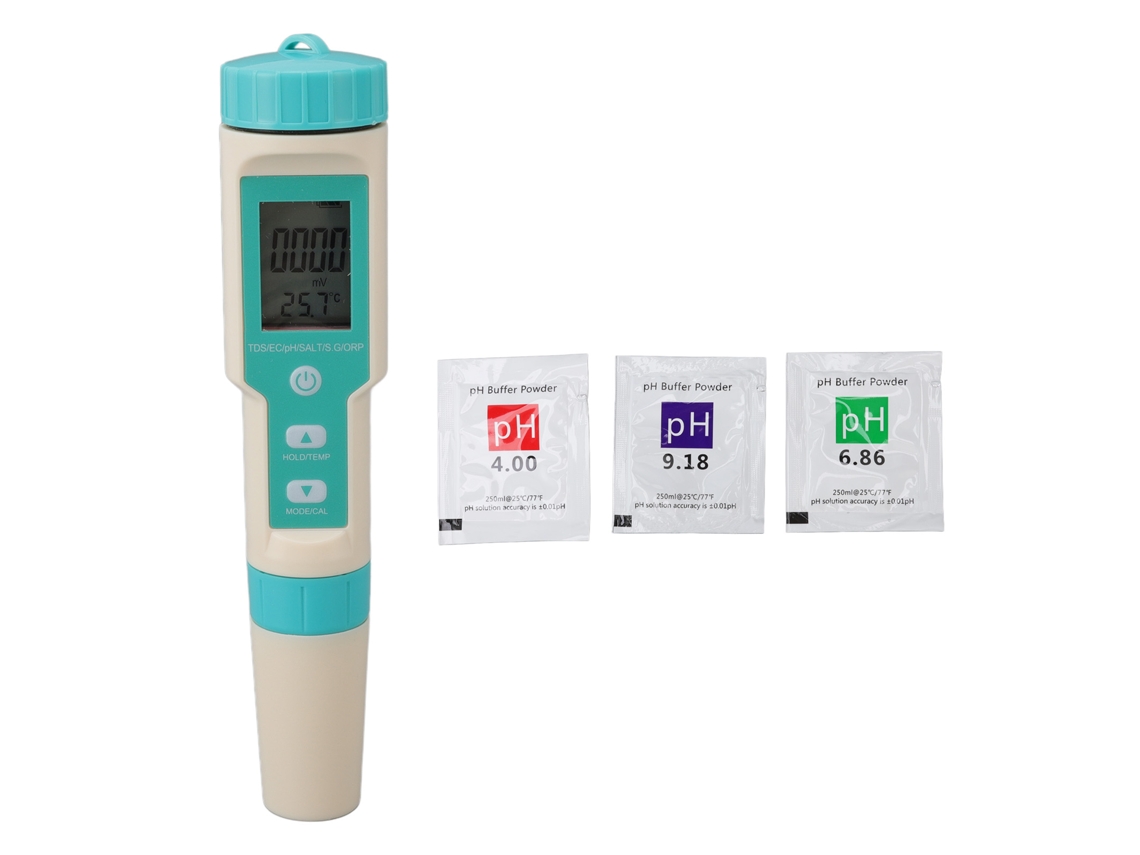 Medidor Digital De Calidad Del Agua 7 En 1: Ph, Tds, Ec, Orp, Salinidad, Temperatura, Sg. Lápiz De Prueba.