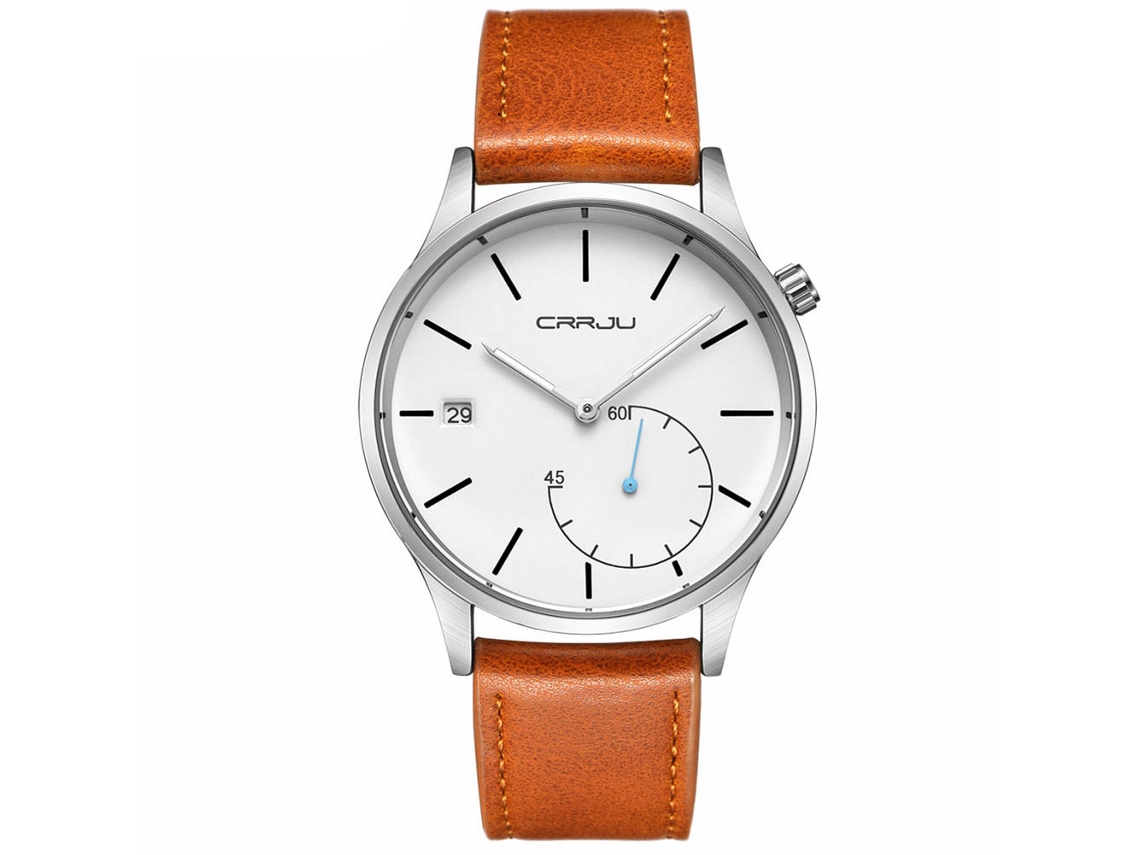 Reloj De Hombre De Metal Impermeable De Moda Con Correa Ajustable (marrón Blanco)