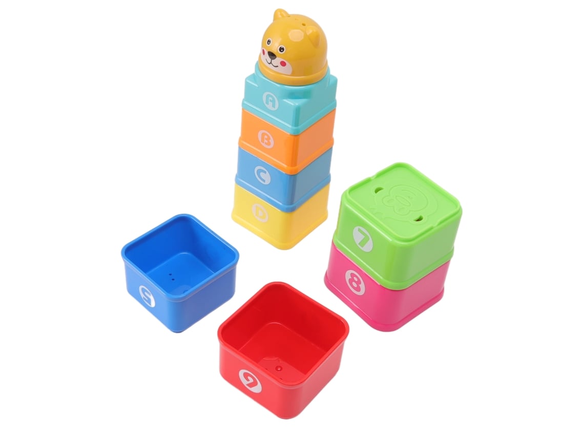 Rebe-brinquedos de Empilhamento Para Bebês Con Numeros Letters Quadrados Desenhos Animados Cubos Empilháveis de Construção Infantil