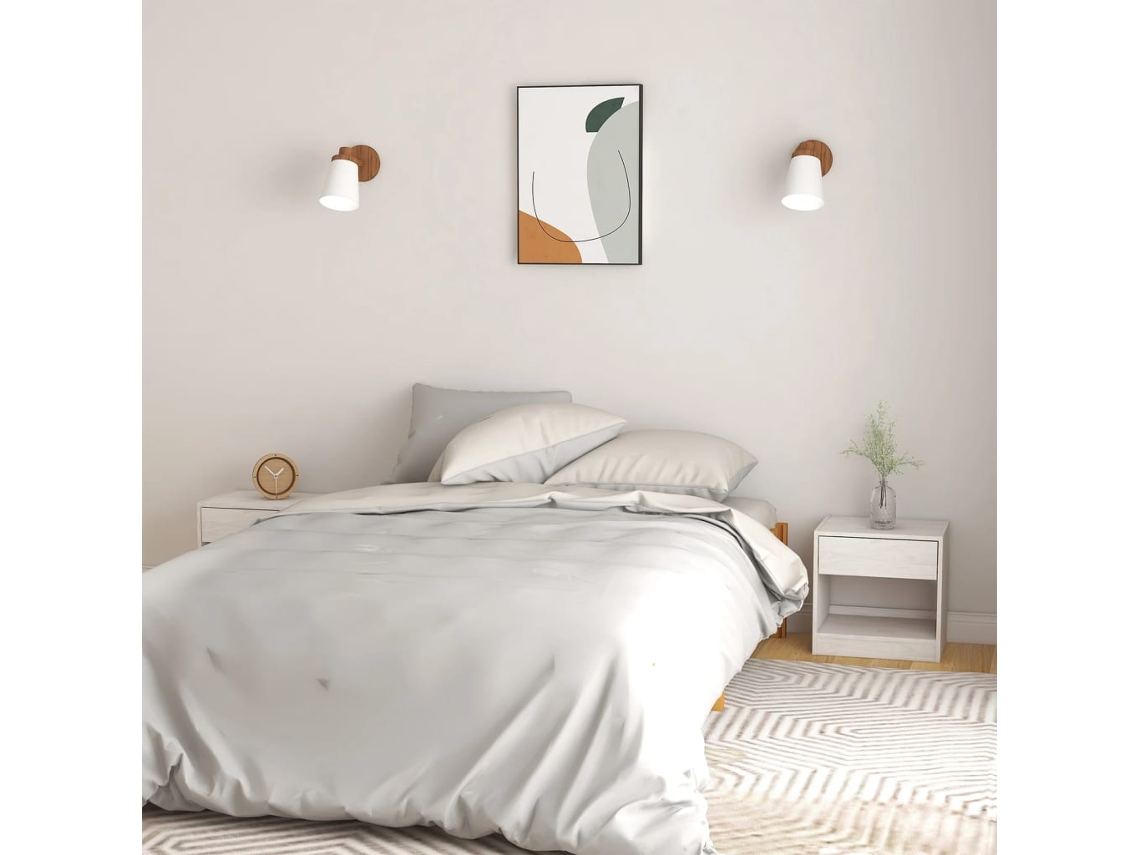 Mesitas de Noche LOVELY HOME Mesinha 2 Pcs 40X31X40 Cm Pinho Maciço Branco