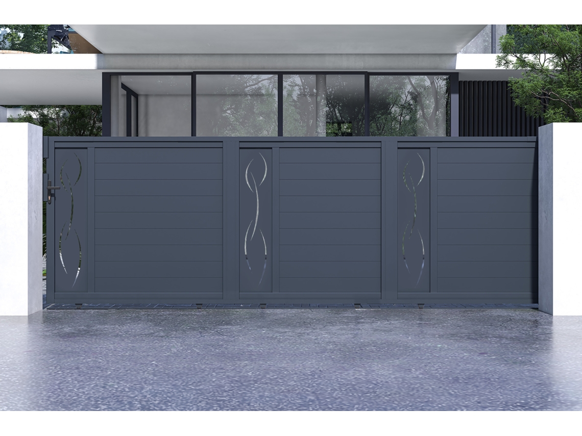 Puerta corredera 5m life h.160 aluminio gris