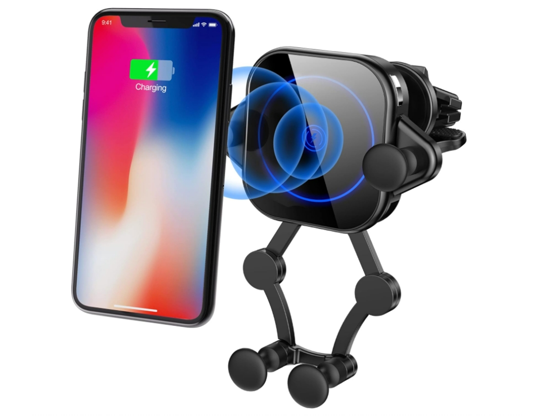 Cargador Inalámbrico Para Coche, Soporte Qi De 15 W Con Sujeción Automática, Carga Rápida Y Ventilación (negro)