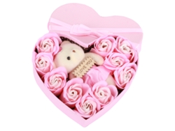 Rosa artificial con ositos de peluche, caja de regalo, flores de jabón para cumpleaños y San Valentín.