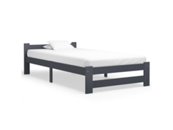 Estructura Cama Sin Colchón Madera Pino Gris Oscuro 100x200 Cm