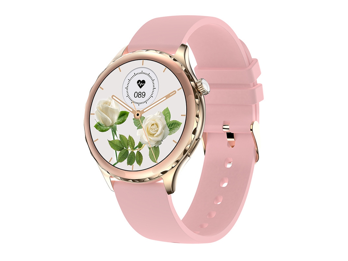 Reloj inteligente AK43 con llamadas Bluetooth, monitorización de frecuencia cardíaca y presión arterial, reproductor de música, rosa GODTVAGT
