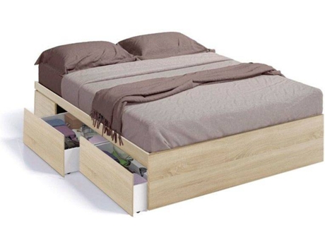 HABITDESIGN Cama doble de óxido con 4 cajones (210 cm x 55 cm x 10,1 cm)