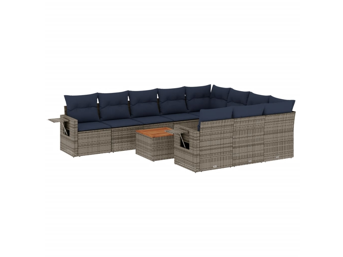 Maison Exclusive - Conjunto De Sofá De Jardín De 11 Piezas Con Cojines, Poliratán Gris
