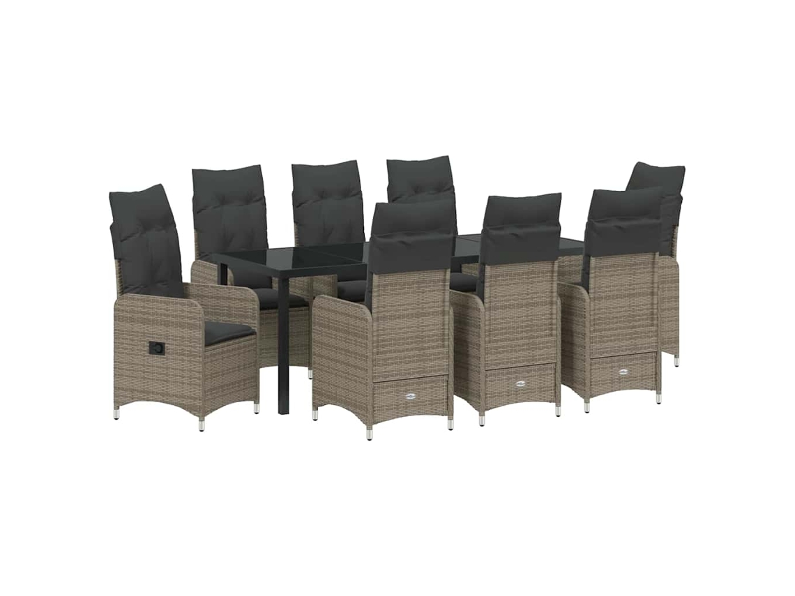 Maison Exclusive - Conjunto De Comedor De Jardín 9 Pcs Gris Ratán Sintético