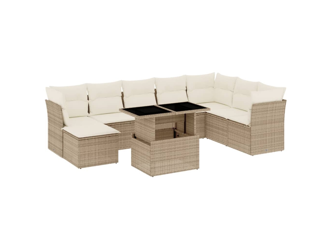 Maison Exclusive - Set De Sofás De Jardín 9 Pzas Con Cojines Ratán Sintético Beige