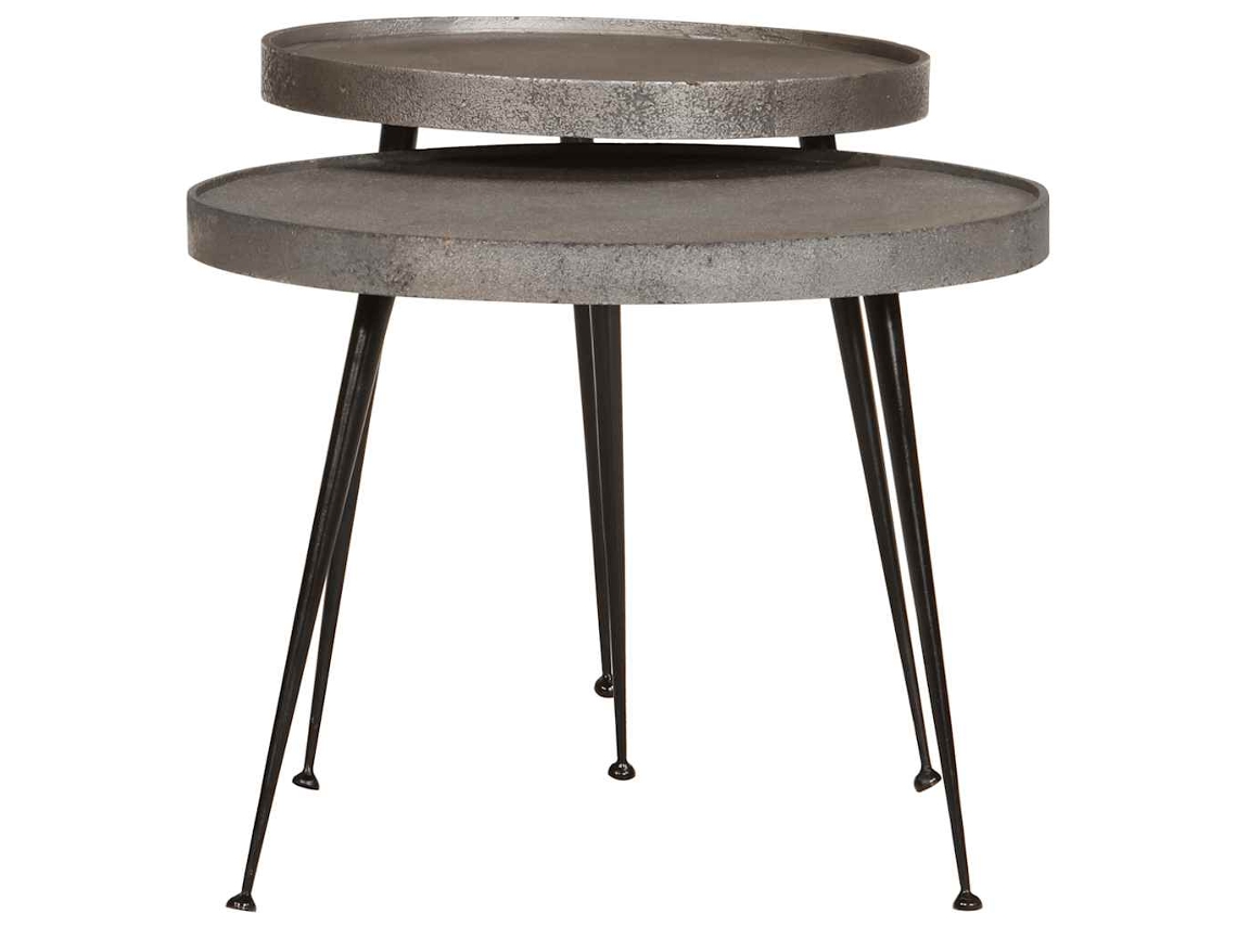 Maison Exclusive - Mesa De Centro 2 Uds Madera Contrachapada Plateada